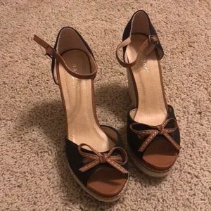 Black and Tan espadrille wedge